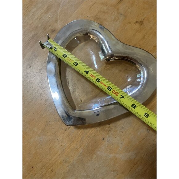 ANNIEGLASS :: 8” MEDIUM “Heart” BOWL Platinum Silver Rim SIGNED CALIF USA - Picture 4 of 6